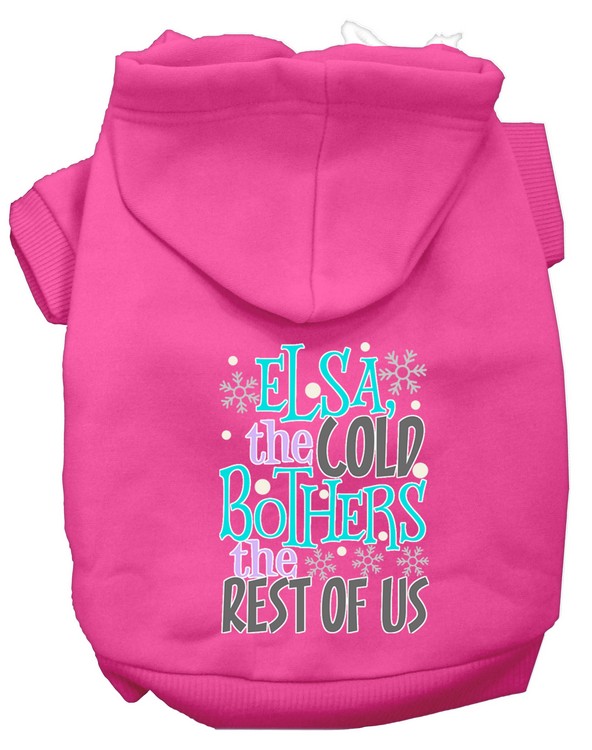 Elsa, the Cold Screen Print Dog Hoodie Bright Pink XXL